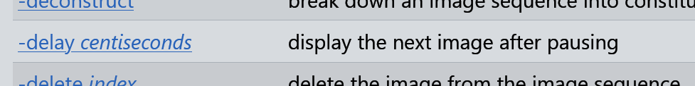 -delay centiseconds display the next image after pausing
